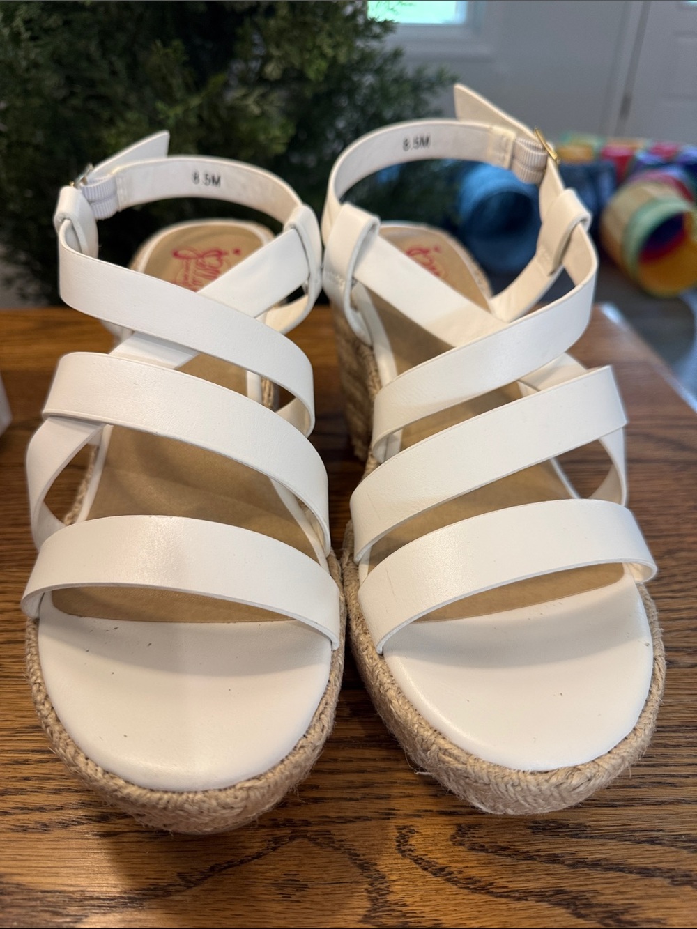 White Strappy Platform Wedge Sandals